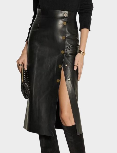 Long Leather Look Skirt